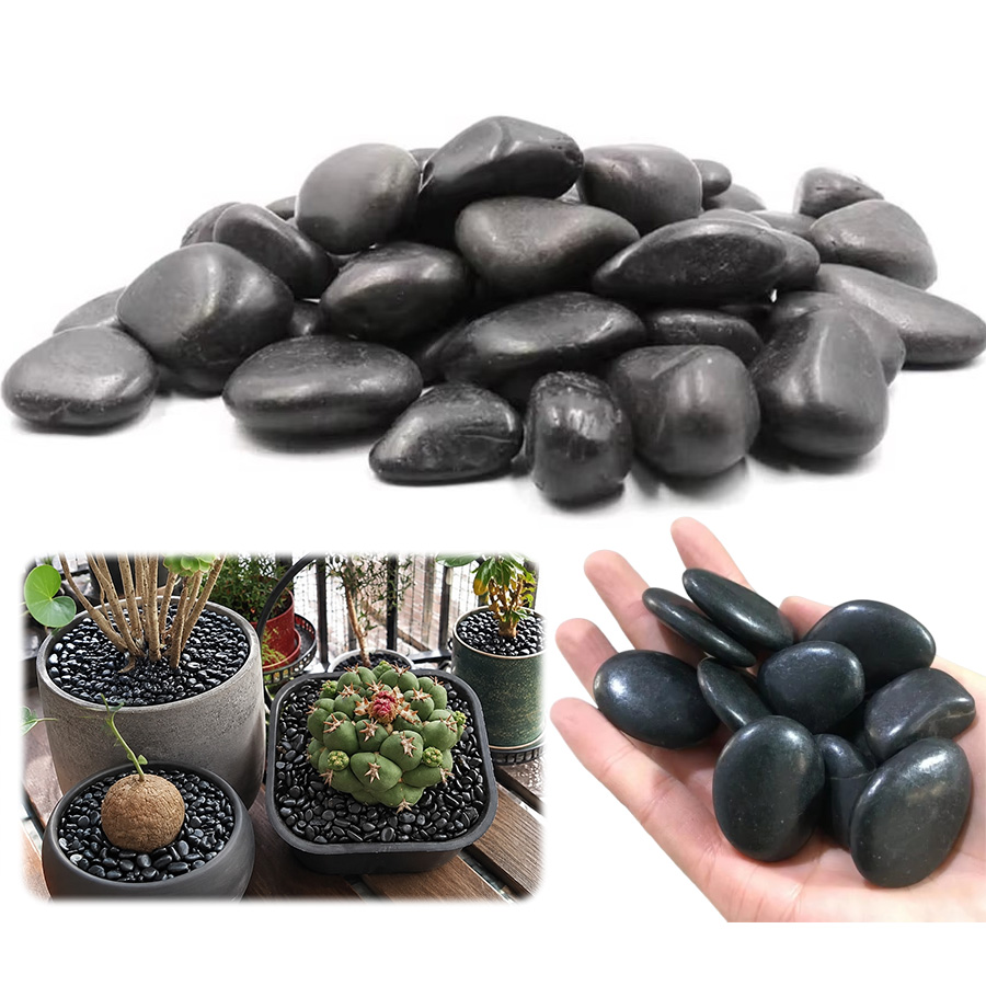Aquarium Marine Stone - 200/300/400g Black Polished Pebbles – River