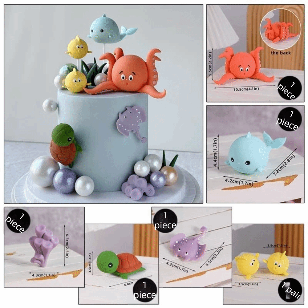 Cute PVC Cake Topper Sea Anima - đánh giá và giá Marine Aquarium Decorations