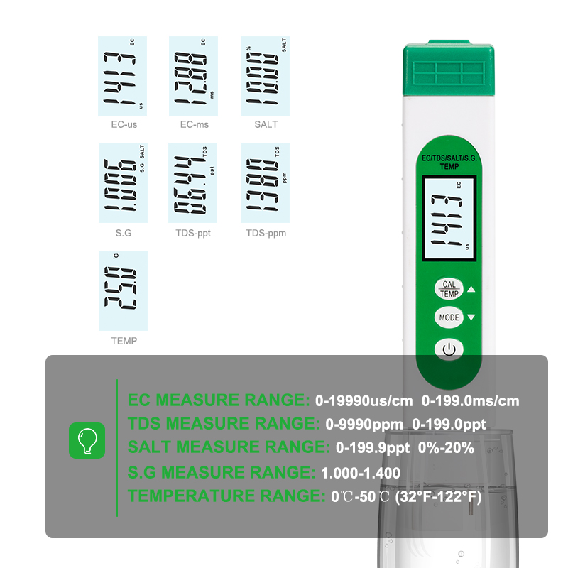 5 in 1 TDS EC SALT S.G TEMP Wa - đánh giá và giá Aquarium Marine Salt