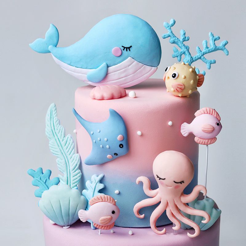 Ocean Octopus Whale Cake Decor - đánh giá và giá Marine Aquarium Decorations